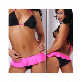 Zwart/Fluo Roze Bikini Set