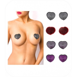 Hartvormige Nipple Covers met Strass - 3 Kleuren